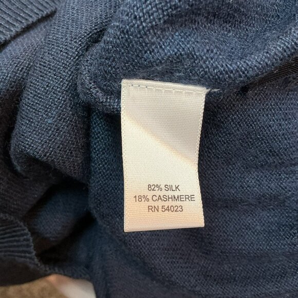 Banana Republic Silk Cashmere Quarter-Zip Sweater Mens Small Navy - Picture 9 of 11